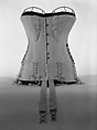Corset, H & W Company, cotton, bone, metal, elastic, American